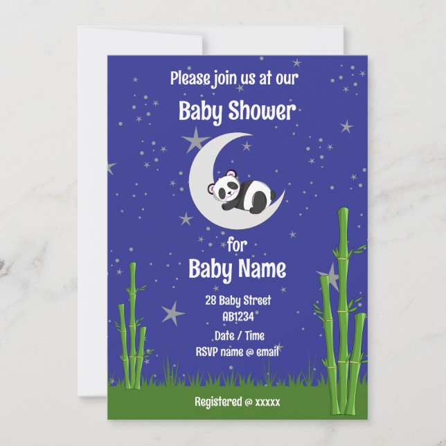 Convites Panda Baby Shower Invitation (Frente)