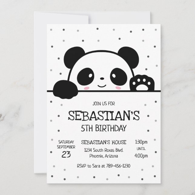 Convites Panda Bear Birthday Party Invitation (Frente)