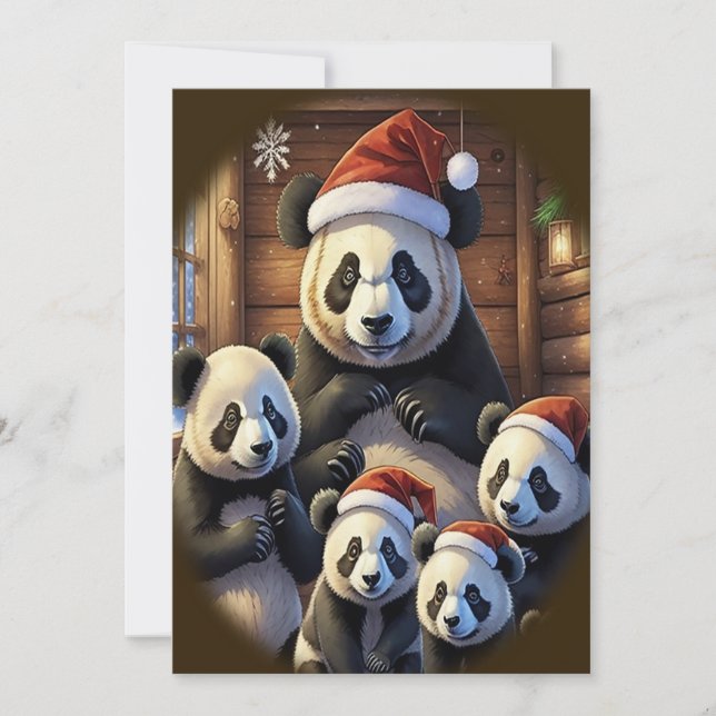 Convites Panda Bear Christmas (Frente)