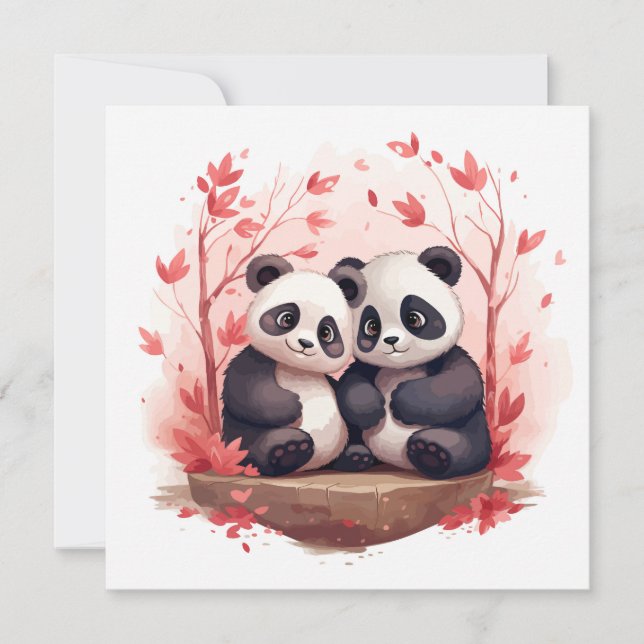 Convites Panda casal tão feliz juntos  (Frente)