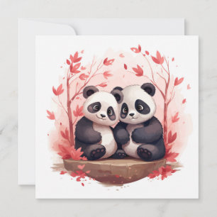 Convites Panda casal tão feliz juntos 