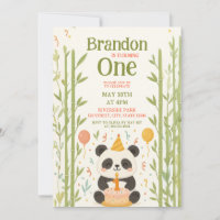 Panda com Bambu e primeiro aniversario de Bolo