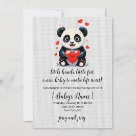 Convites Panda com um Coração - Pintura de Amor Adorável