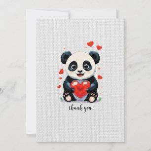 Convites Panda com um Coração - Pintura de Amor Adorável