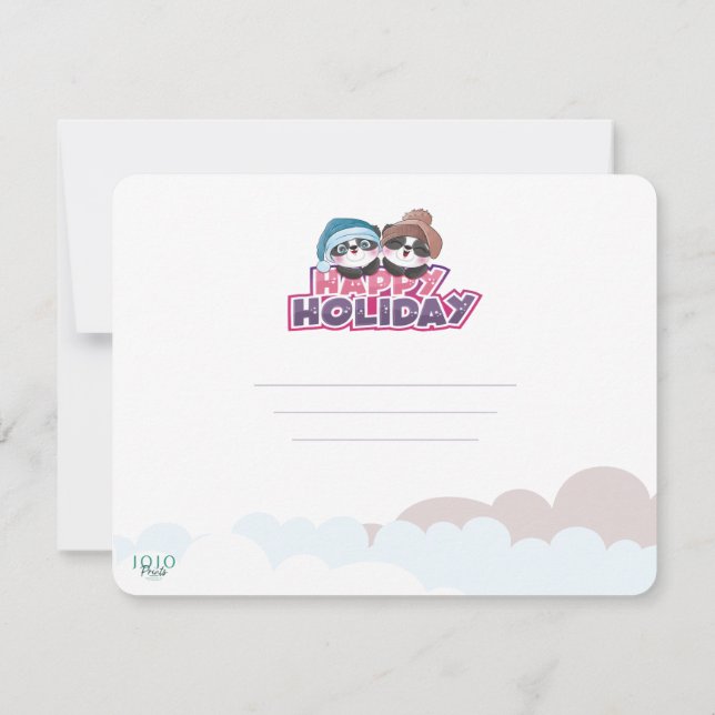 Convites Panda de Férias Felizes (Verso)