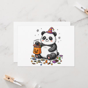 Convites Panda Gordinho de Halloween com Barriga de Doce &