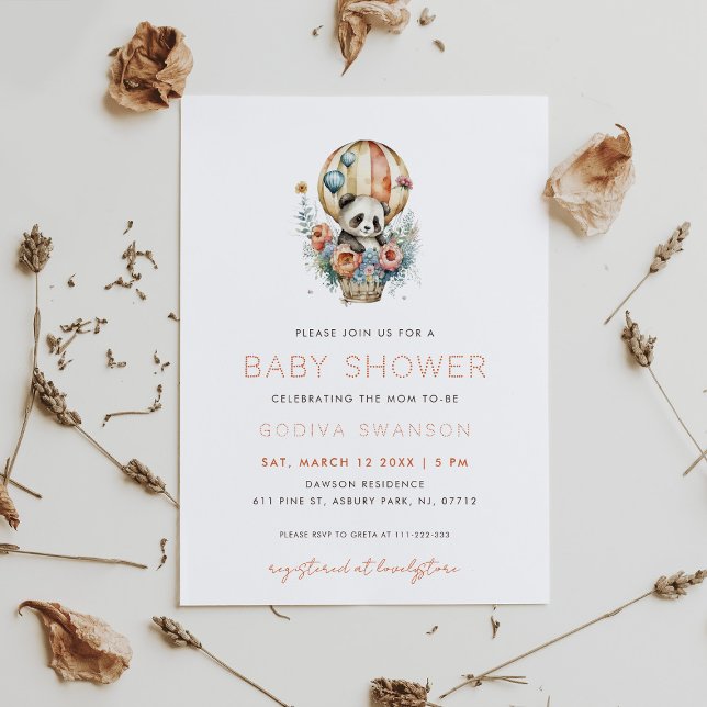 Convites Panda in a Hot Air Balloon (Criador carregado)