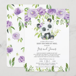 Convites Panda Purple Floral Virtual Chá de fraldas por Cor