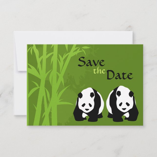 Convites Pandas e Bambu Casamento Salvar a Data (Frente)