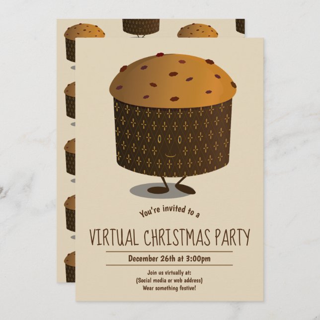 Convites Panettone - Caráter virtual do Natal (Frente/Verso)