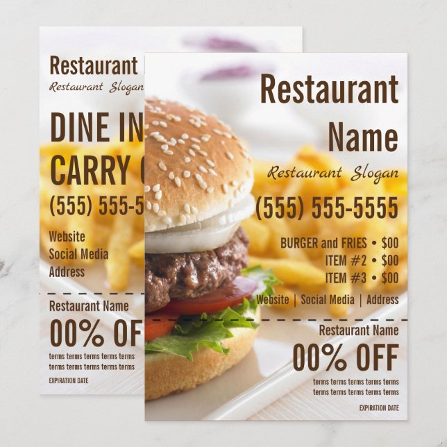 Convites Panfleto Burger 5x7 (Frente/Verso)