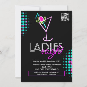 Convites Panfleto Neon de Coquetel do Ladies Night Club