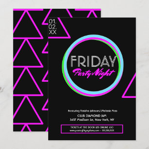 Convites Panfleto Promocional de Clube Noturno Neon Limpo