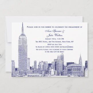 Convites Panorama da Cidade de Nova York 01 Etchd DIY BG Fe