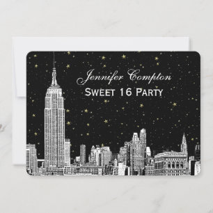 Convites Panorama da Cidade de Nova York Etch Starry DIY BG