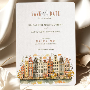 Convites Panorama de Amsterdã Holanda Save-the-Date