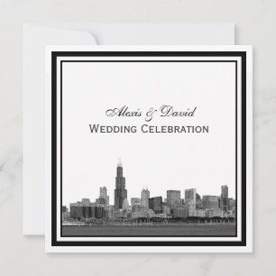 Convites Panorama de Chicago #2 Gravado Quatro Casamento