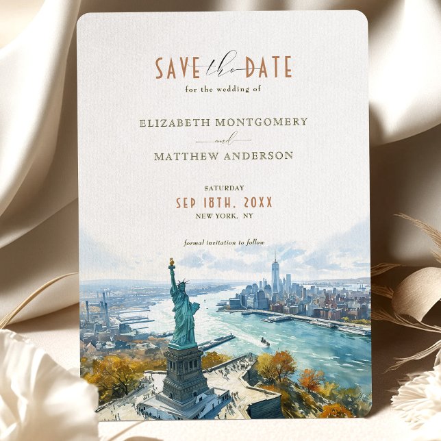 Convites Panorama de Nova York Liberdade Save-the-Date (Criador carregado)