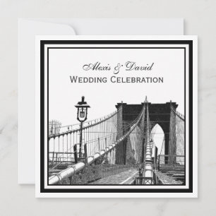 Convites Panorama de Nova York Ponte de Brooklyn #2 SQ Casa