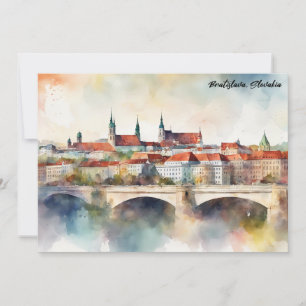 Convites Panorama de pintura em aquarela de Bratislava Eslo