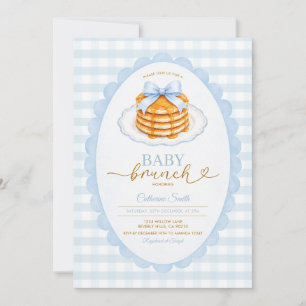 Convites Panqueca azul Baby Brunch Baby Shower