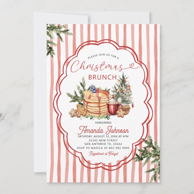 Convites Panquecas Aconchegantes & Natal de Pinheiro Brunch (Frente)