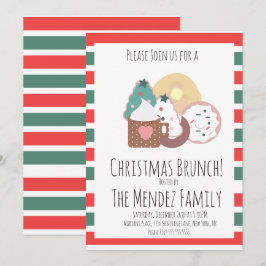 Convites Panquecas Biscoitos Donuts Brunch de Natal em Famí