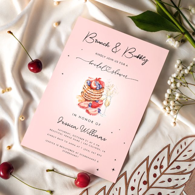 Convites Panquecas Brunch & Bubbly Champanhe Brunch de Noiv (Criador carregado)