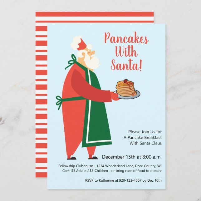 Convites Panquecas com Papais noeis Holiday Brunch (Frente/Verso)