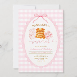 Convites Panquecas Cor-de-Rosa e Pijamas Terceiro Aniversár