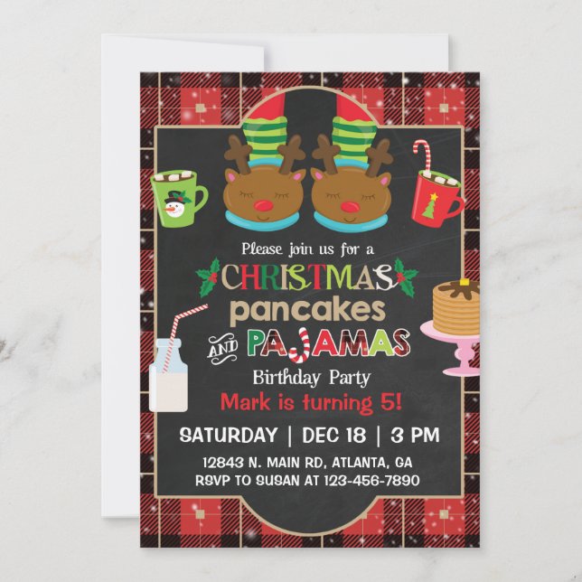 Convites Panquecas de Natal e festa de pijama. (Frente)