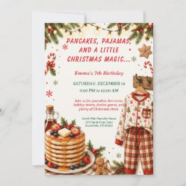 Convites Panquecas de Natal & Festa de Aniversário de Pijam