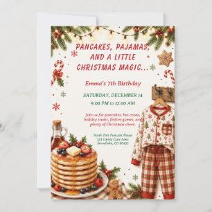 Convites Panquecas de Natal & Festa de Aniversário de Pijam