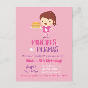 Convites Panquecas e Garota de Pijama Festa de Aniversário