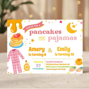 Convites Panquecas e Pijamas de Aniversário em Família