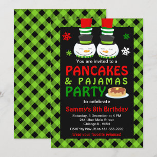 Convites Panquecas e pijamas de aniversário Homem de neve X