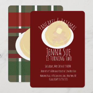 Convites Panquecas e Pijamas Festa de Sono Garotas   Xadrez