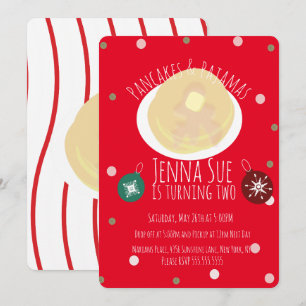 Convites Panquecas e Pijamas Festa de Sono Meninas   Natal