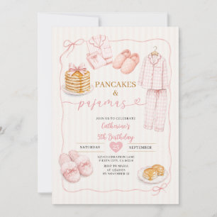 Convites Panquecas e Pijamas Meninas Aniversário