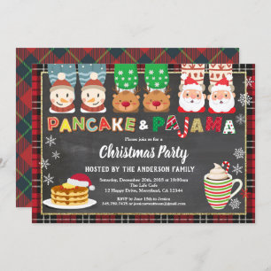 Convites Panquetes de Natal e xadrez vermelha do pijama