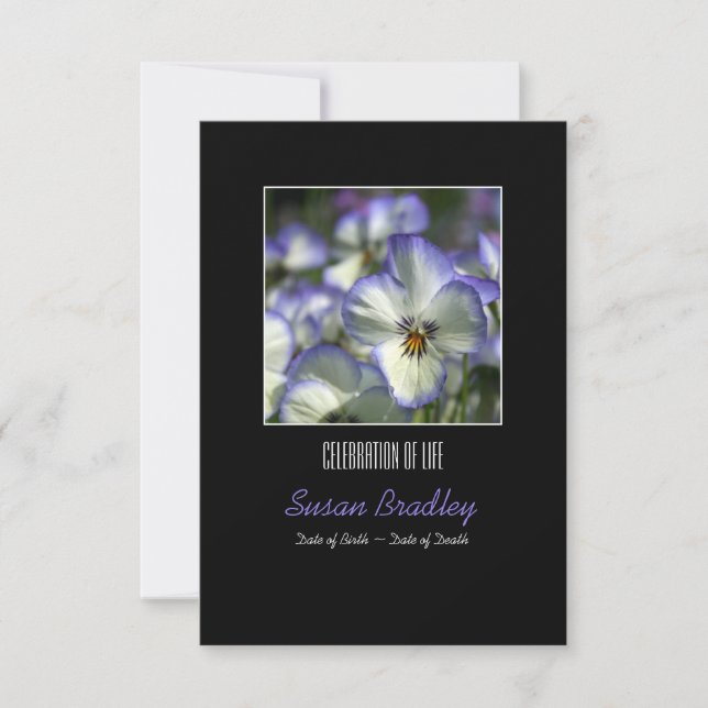 Convites Pansies 2 Celebração do Serviço de Memória da Vida (Frente)
