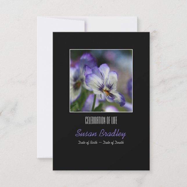 Convites Pansies 3 Celebração do Serviço de Memória da Vida (Frente)