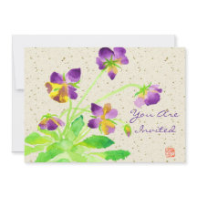 Pansies de Watercolor Painting Purple Yellow Washi
