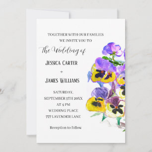 Convites Pansies Pansy Floral Watercolor Casamento