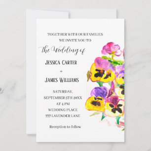 Convites Pansies Pansy Floral Watercolor Casamento