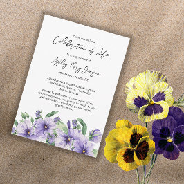 Convites Pansy Celebration of Life Funeral