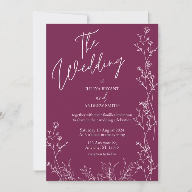 Convites Pansy Purple floral wedding Invitation (Frente)