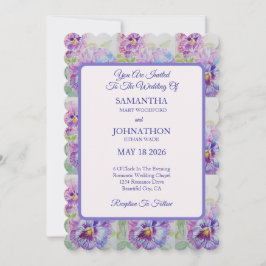 Convites Pansy Watercolor Flower Floral Invitation