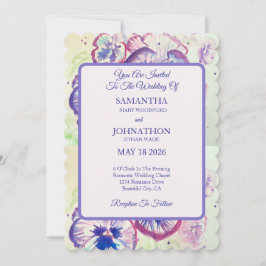 Convites Pansy Watercolor Flower Floral Invitation