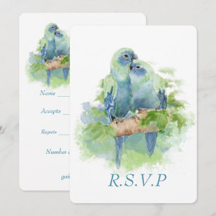 Convites Papagaio Azul Aquarela Casamento Ave Tropical RSVP